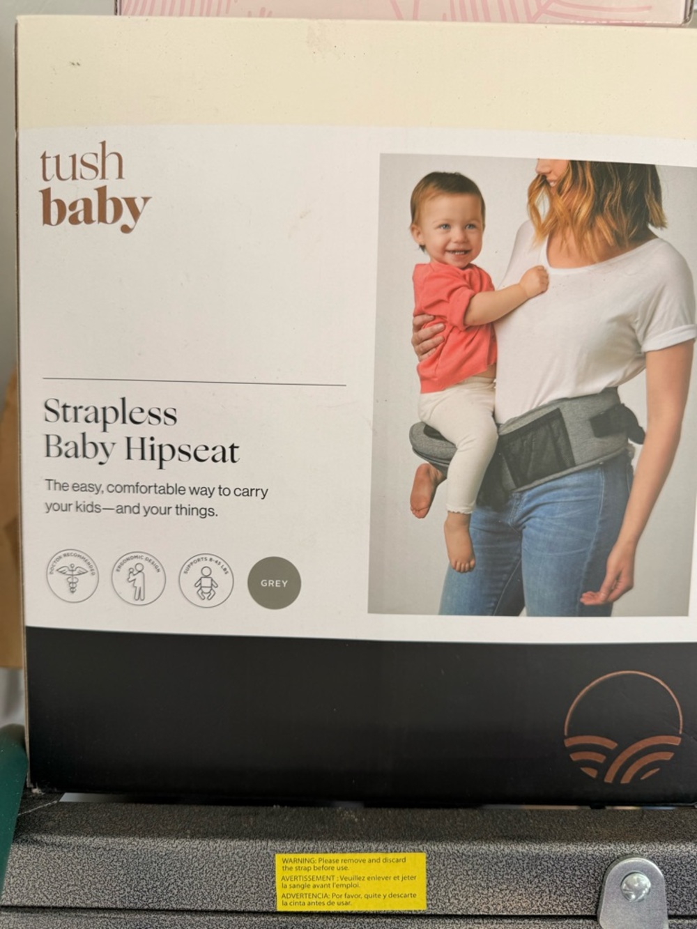 Tush Baby Strapless Baby Hipseat - Grey